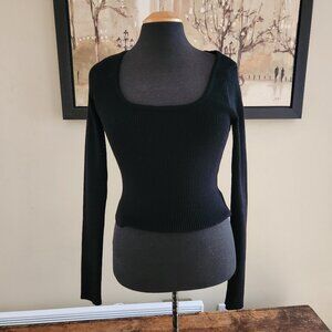 Ardene black ribbed knit sweater top / S